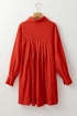 Bishop Sleeve Button Up Pleated Mini Shirt Dresses