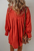 Bishop Sleeve Button Up Pleated Mini Shirt Dresses