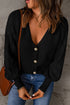 Bishop Sleeve V-Neck Drop Shoulder Button Front Knit Cardigan Sweater