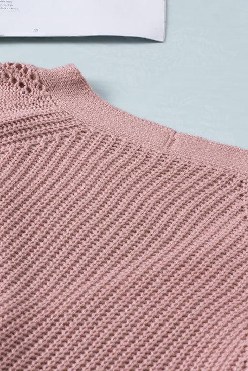 Bishop Sleeve V-Neck Drop Shoulder Button Front Knit Cardigan Sweater