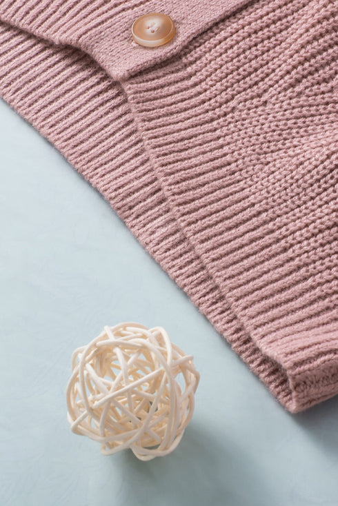 Bishop Sleeve V-Neck Drop Shoulder Button Front Knit Cardigan Sweater