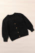 Bishop Sleeve V-Neck Drop Shoulder Button Front Knit Cardigan Sweater