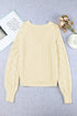 Bishop Sleeve V-Neck Drop Shoulder Button Front Knit Cardigan Sweater