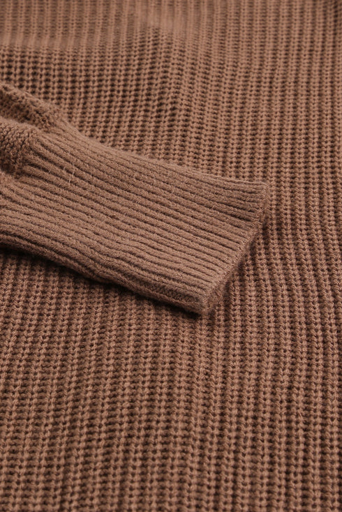 Bishop Sleeve V-Neck Drop Shoulder Button Front Knit Cardigan Sweater