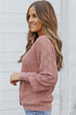 Bishop Sleeve V-Neck Drop Shoulder Button Front Knit Cardigan Sweater