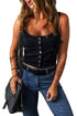 Black Acid Wash Buttoned Cropped Slim Denim Tank Top
