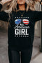 Black All American Girl Flag Graphic Print Long Sleeve Sweatshirt