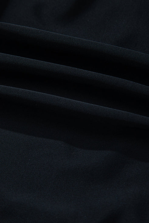 Black Asymmetric Ruffle Shoulder Pleated One Piece Swimsuit