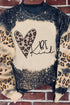 Black Be Kind Leopard Heart Bleached Print Sweatshirt