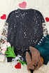 Black Be Kind Leopard Heart Bleached Print Sweatshirt