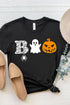 Black Boo Halloween Graphic Print Short Sleeve T Shirt