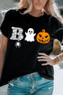 Black Boo Halloween Graphic Print Short Sleeve T Shirt