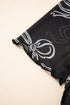Black Bow Printed Mesh Short Sleeve Top