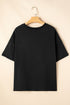 Black Bunny Graphic Drop Shoulder Hi Low Casual Tee