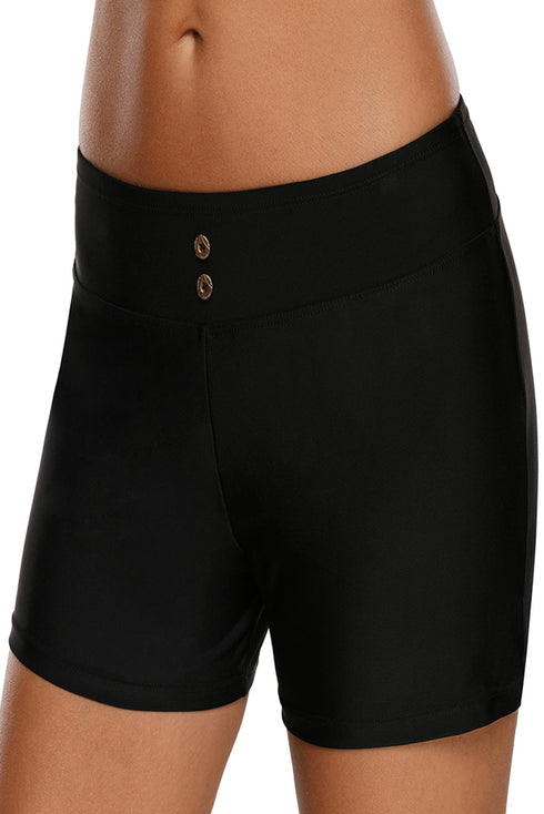 Black Button Detail Swim Boardshort