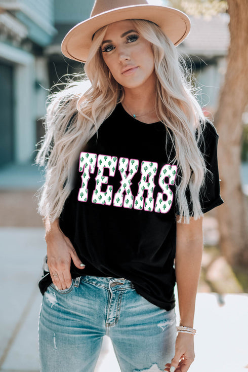 Black Cactus TEXAS Graphic T Shirt