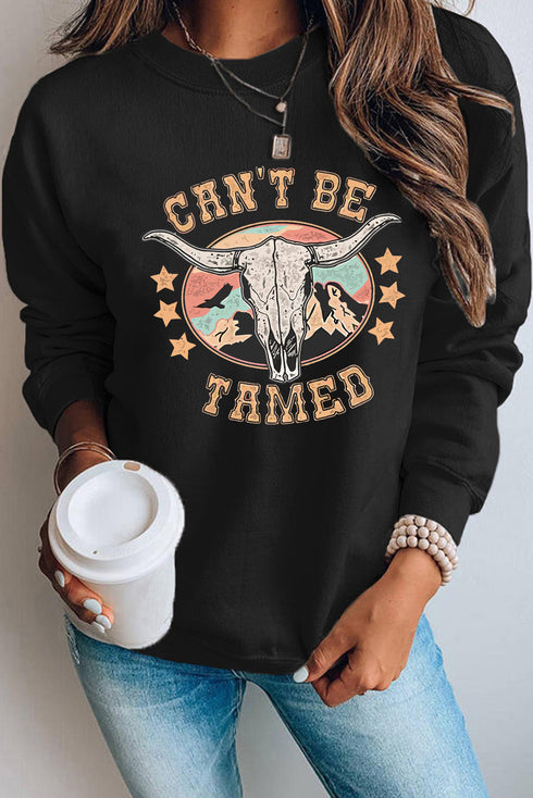 Black Can'T Be Tamed Ox Head Graphic Sweatshirt