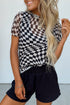 Black Checker Mesh Crew Neck T Shirt
