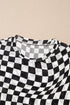 Black Checker Mesh Crew Neck T Shirt