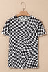 Black Checker Mesh Crew Neck T Shirt