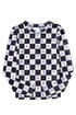Black Checkerboard Western Elements Printed Mesh Long Sleeve Top
