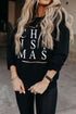 Black Christmas Glitter Print Crew Neck Sweatshirt