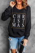 Black Christmas Glitter Print Crew Neck Sweatshirt