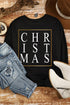 Black Christmas Glitter Print Crew Neck Sweatshirt