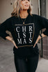 Black Christmas Glitter Print Crew Neck Sweatshirt