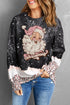 Black Christmas Santa Clause Leopard Print Graphic Sweatshirt