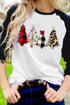 Black Christmas Tree Graphic Print Color Block Long Sleeve Top