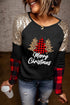 Black Christmas Tree Sequin Long Sleeve Top