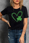 Black Clover Heart Shaped Print O-Neck Short Sleeve Tee