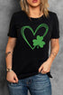 Black Clover Heart Shaped Print O-Neck Short Sleeve Tee