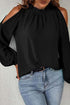 Black Cold Shoulder Bishop Sleeve Blouse