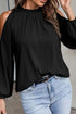 Black Cold Shoulder Bishop Sleeve Blouse