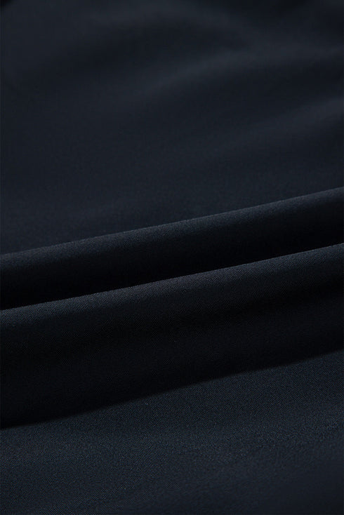 Black Color Block Ric Rac Trim U Neck One Piece Swimsuit