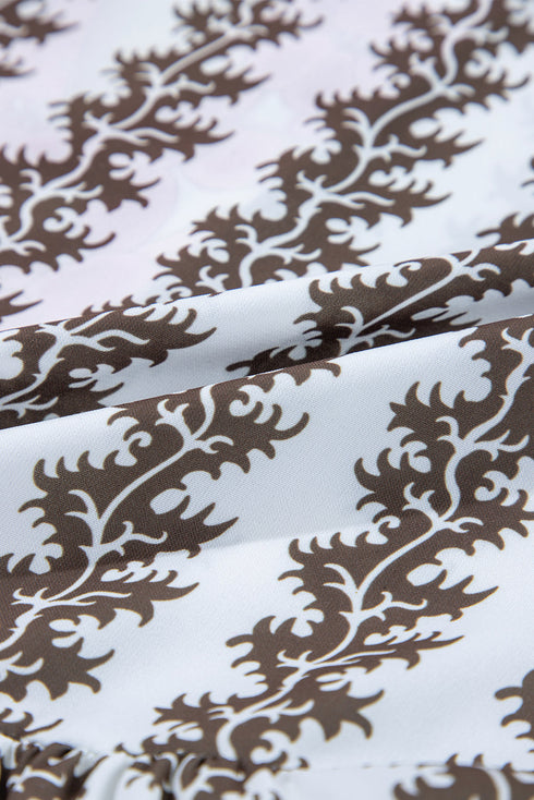 Black Contrast Floral V Neck Printed Bracelet Sleeve Dress