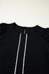 Black Contrast Scallop Trim Bow Detail Half Sleeve Shift Dress