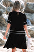 Black Contrast Scallop Trim Bow Detail Half Sleeve Shift Dress