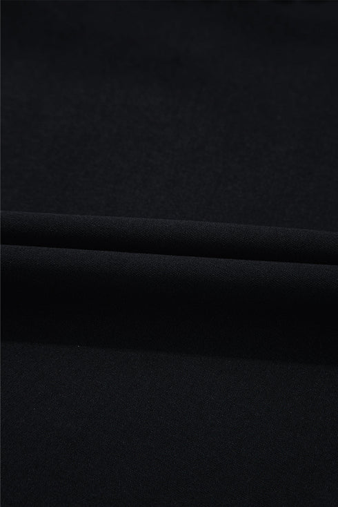 Black Contrast Scallop Trim Bow Detail Half Sleeve Shift Dress