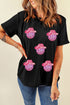 Black Cowboy Hat Disco Ball Patched Round Neck T Shirt