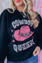Black Cowboy Queen Hat Graphic Print Pullover Sweatshirt