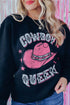 Black Cowboy Queen Hat Graphic Print Pullover Sweatshirt