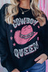 Black Cowboy Queen Hat Graphic Print Pullover Sweatshirt