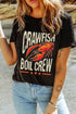 Black CRAWFISH BOIL CREW Graphic Casual T Shirt