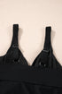 Black Crossed V Neck Adjustable Strap Babydoll Tankini Top