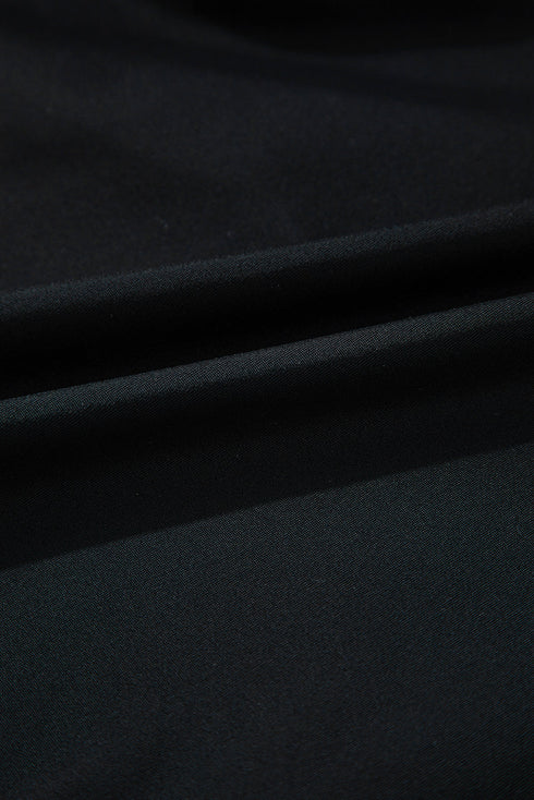 Black Crossed V Neck Adjustable Strap Babydoll Tankini Top