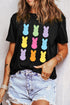 Black Easter Rabbit Print Crew Neck T Shirt