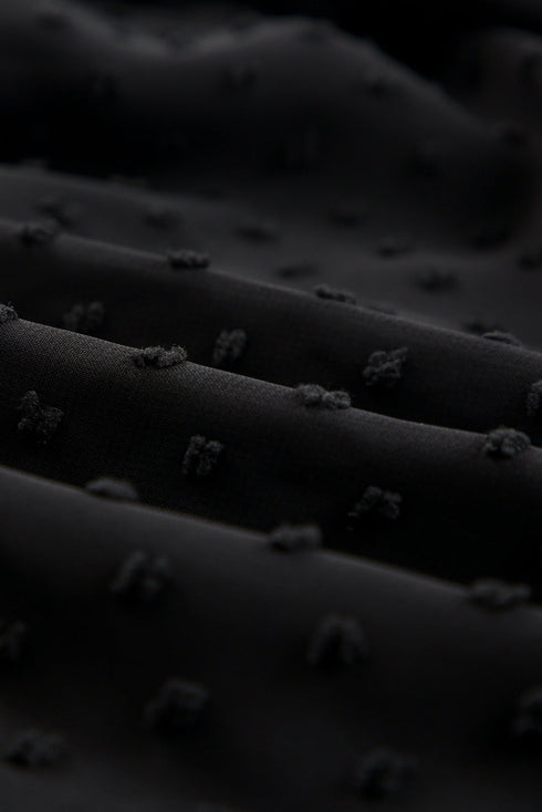 Black Embroidered Swiss Dot Texture Plus Size Blouse